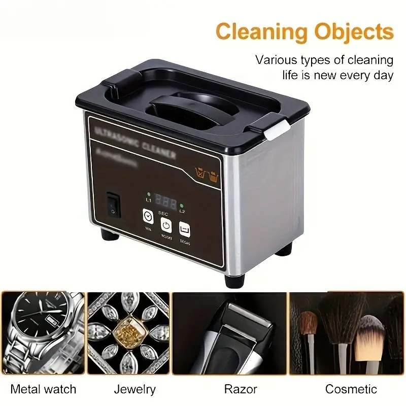 High Frequency Vibration Cleaner, Professional High Frequency Vibration Cleaner Machine, Portable Household Cleaning Machine With 18 Time Modes That Can Be Set, For Eyeglasses, Watches, Earrings, Ring, Necklaces, Coins, Makeup Brushes