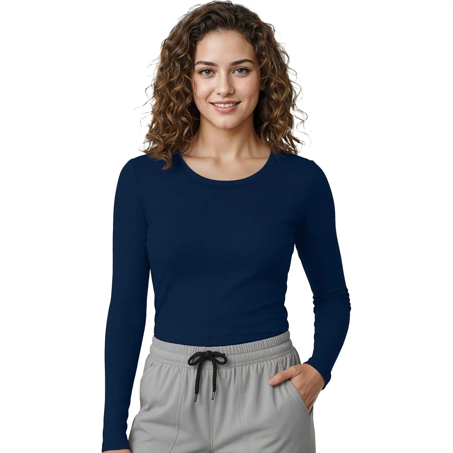 Womens Under Scrub Slim Fit Long Sleeve T-Shirt Underscrub Comfort Tee