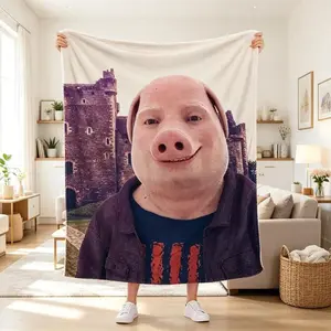 John Pork Meme Flannel Blanket, Fluffy Soft Microfiber Throw for Adults Kids, Sofa Bed Home Decor Cozy Warm All Season Gift