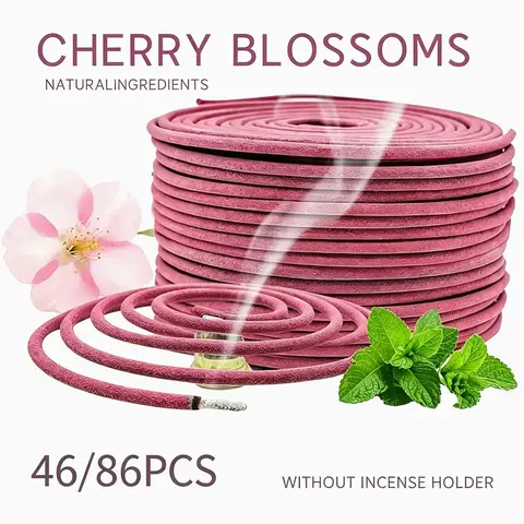 46/86pcs Sakura Cherry Blossoms Incense Coils, Aromatherapy Essential Oil Scented Nature, Outdoor Poolside Garden Porch Deck Camping Hiking, Summer Home Fragrance Decor Home Fragrance Products Perfect Gift!