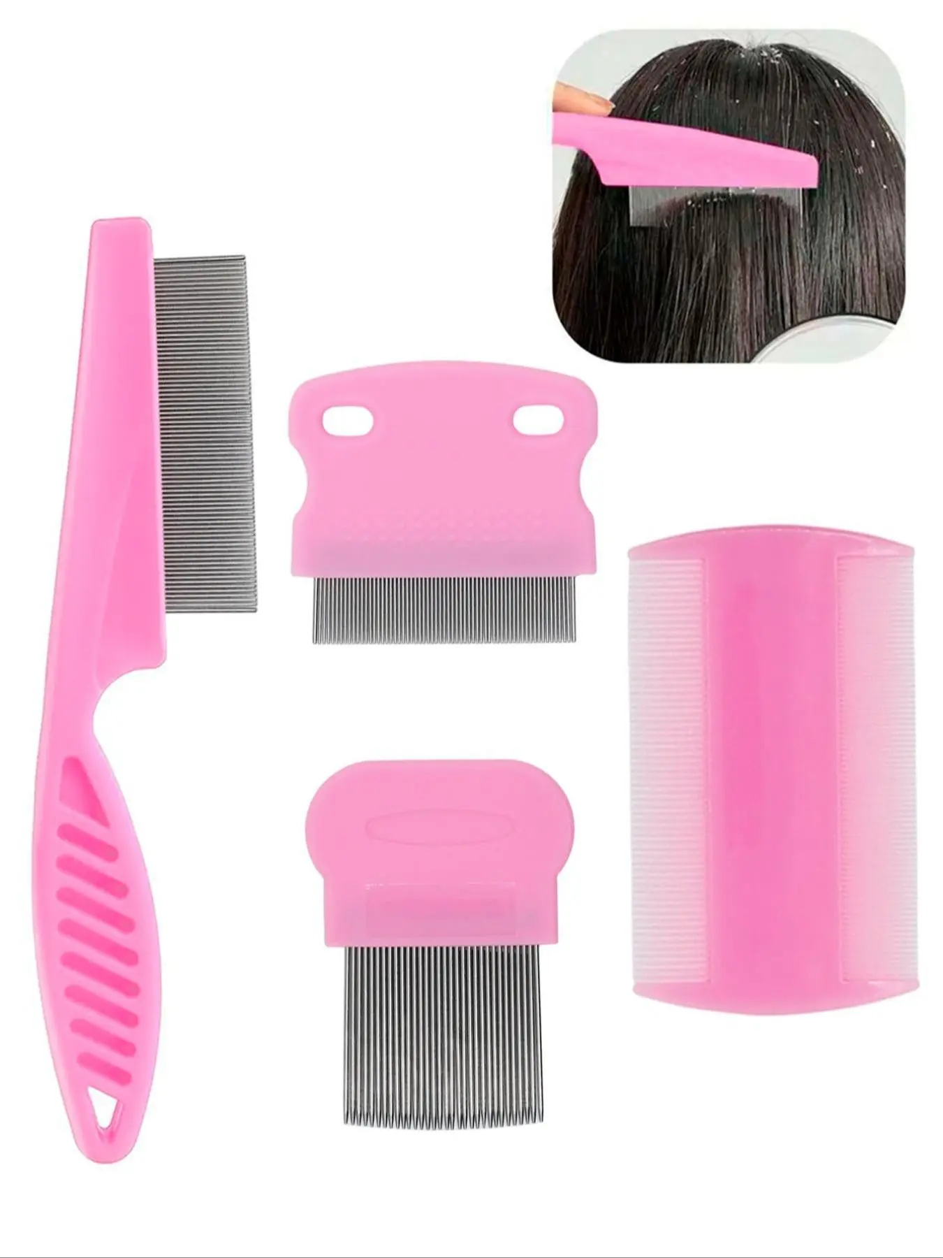4pcs Scalp Comb Set, Fine Tooth Lice Comb, Dandruff Remover, Multi-Functional Hair & Scalp Cleaner, Ideal for Hair Accessories Cleaning Tools