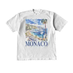 100% pure cotton vintage Monaco Italian pattern T-shirt, unisex vintage summer shirt, nostalgic Monaco T-shirt, vintage style cotton T-shirt, sailing pattern shirt