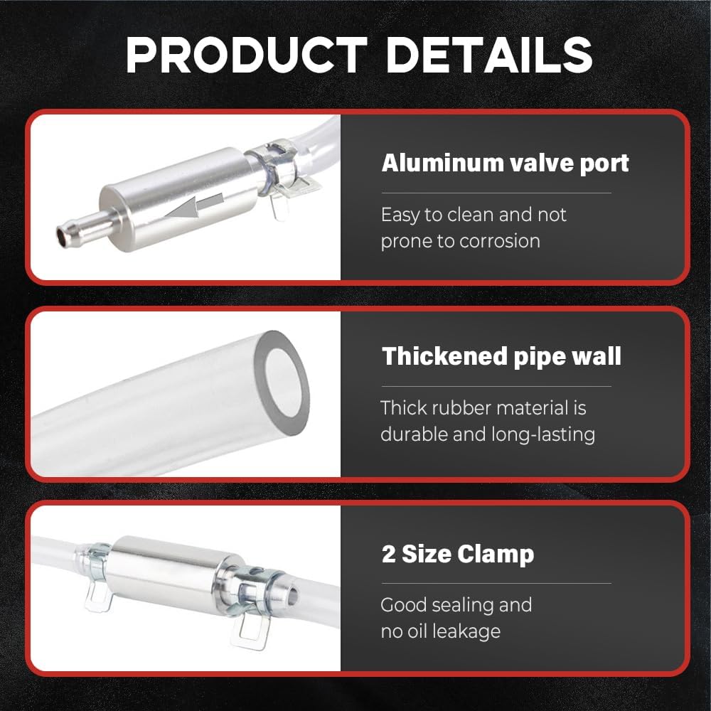 2PCS Brake Bleeder Hose, One Way Check Valve Tube Bleeding Tool Kit for Car Motorcyle Clutch, Universal Brake Fluid Bleeder Kit for Hydraulic Brake System, Soft Tube with Metal Clips