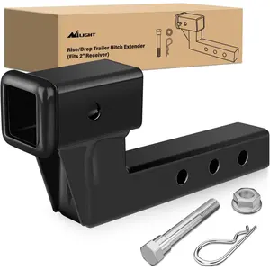 Nilight 2-Inch Receiver Trailer Hitch Extension Riser, 4" Rise/Drop, 7500 lbs Capacity, Adjustable 5"/7"/9" Lengths, Sturdy Steel, Bolt-Nut Clip Included, Matte Black Powder Coated Towing Accessory for Campers, Boats, Bike Racks, Cargo Carriers