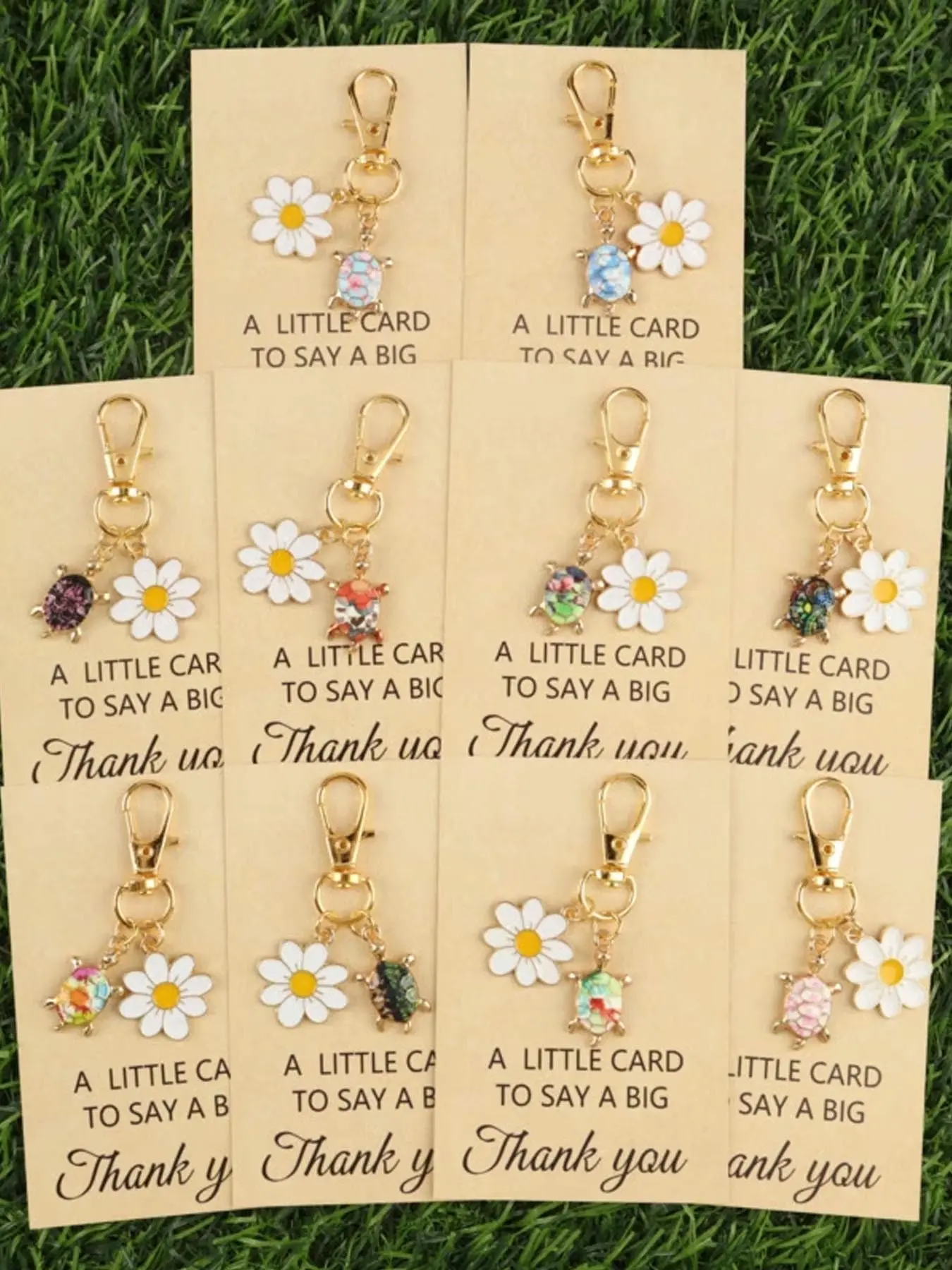 10pcs Colorful Turtle Daisy Keychain Set with Greeting Cards, Perfect for Summer Team Building, Employee Benefits, Teacher'S Day Thank-You Gifts, Small Thank-You Gifts for Store Members, And Party Favors for Club Activities