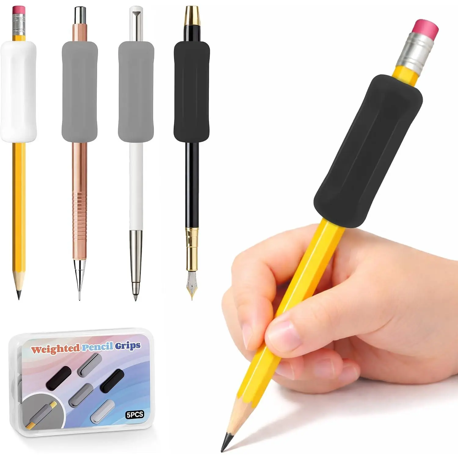 5-Pack Weighted Pencil Grips, Handwriting Aid for , , or Special Needs (Color 1)