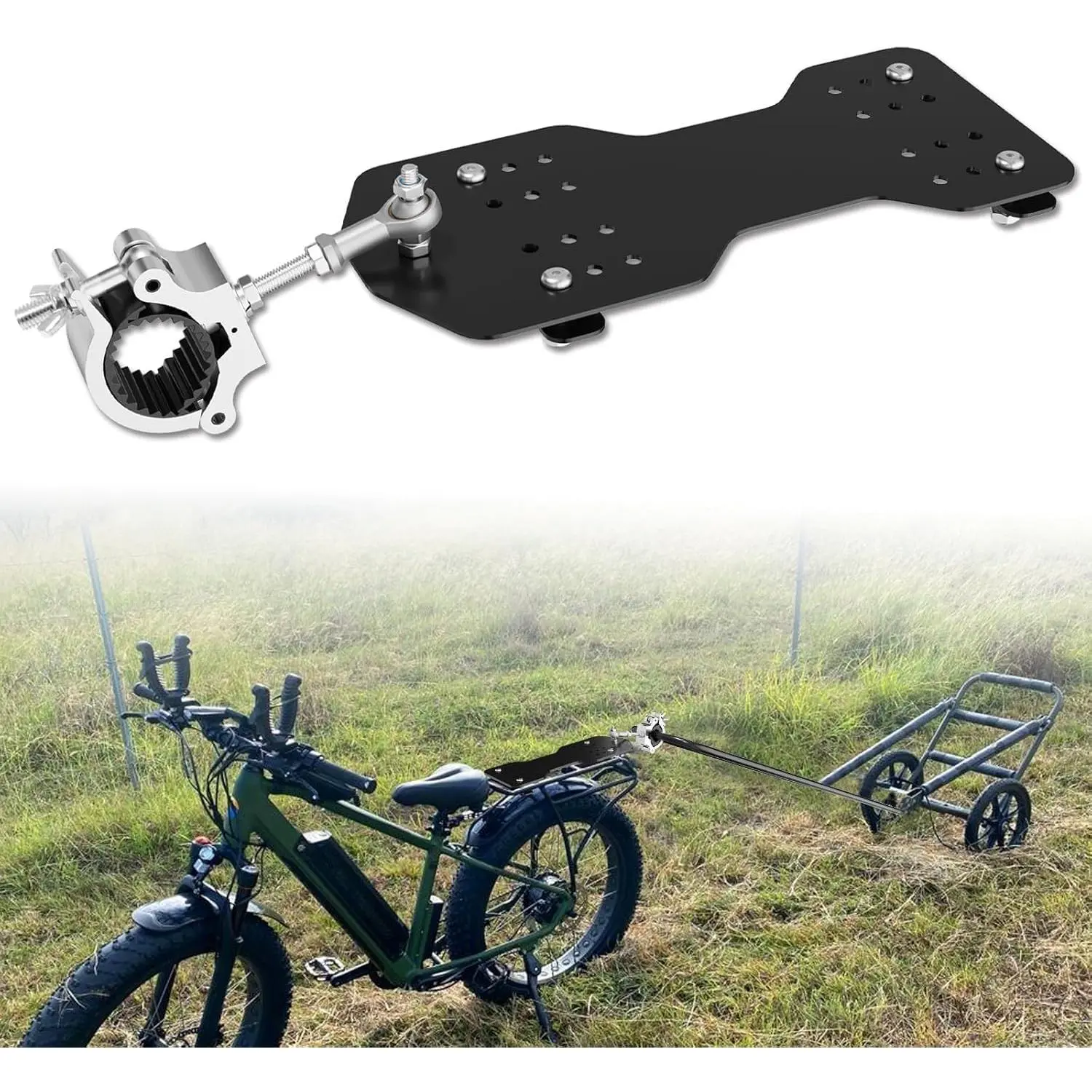 Coupler Hitch for E- & , Heavy-Duty Cargo Connector with Multi-Hole Fit & Quick Installation, Ideal for Camping, Shopping,