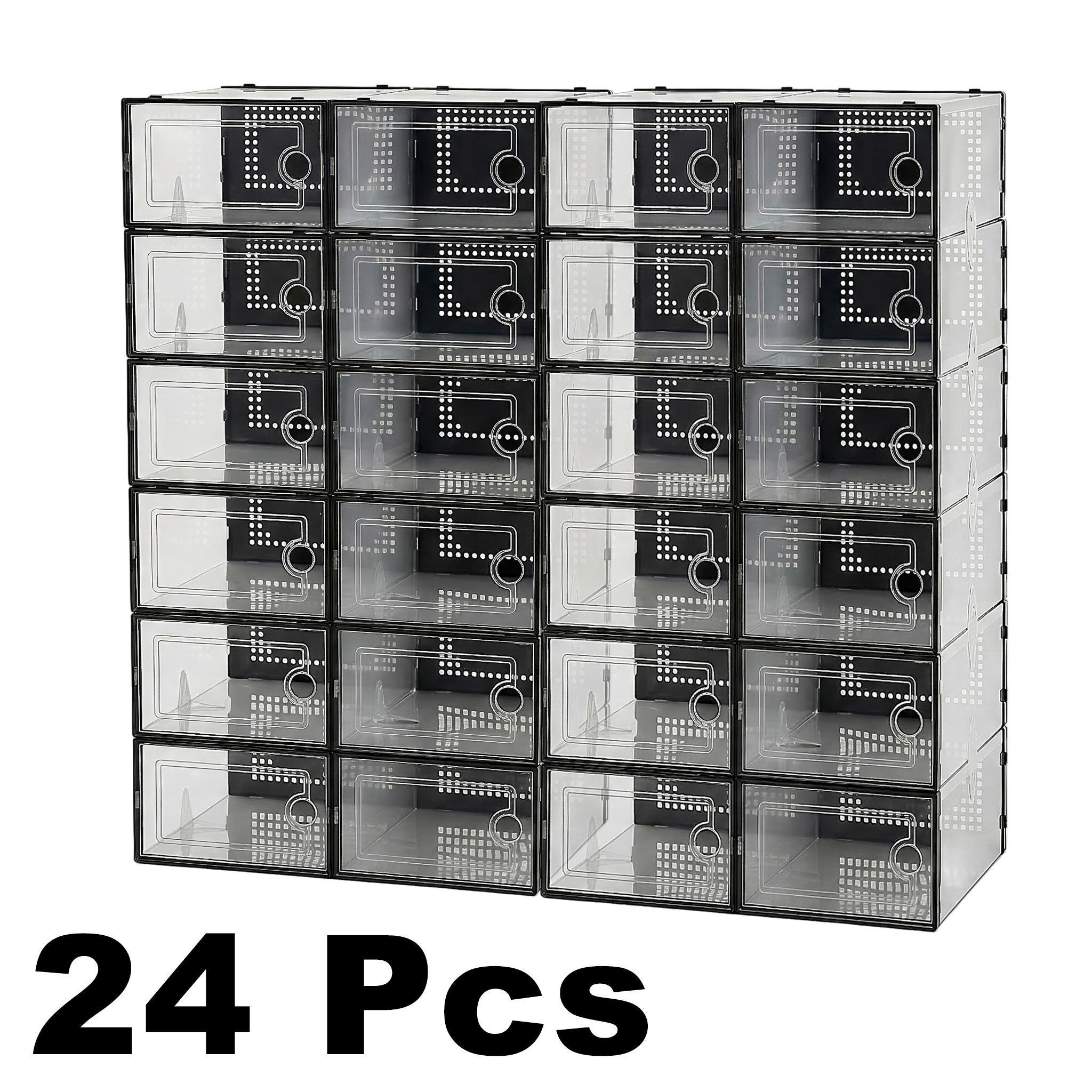 12/24/36 Pcs X-Large Clear Shoe Storage Boxes, Stackable Plastic Organizers for Closet, Fits US Size 11 Sneakers, Space Saving Container for Entryway, Alternative to Shoe Rack & Drawer Unit
