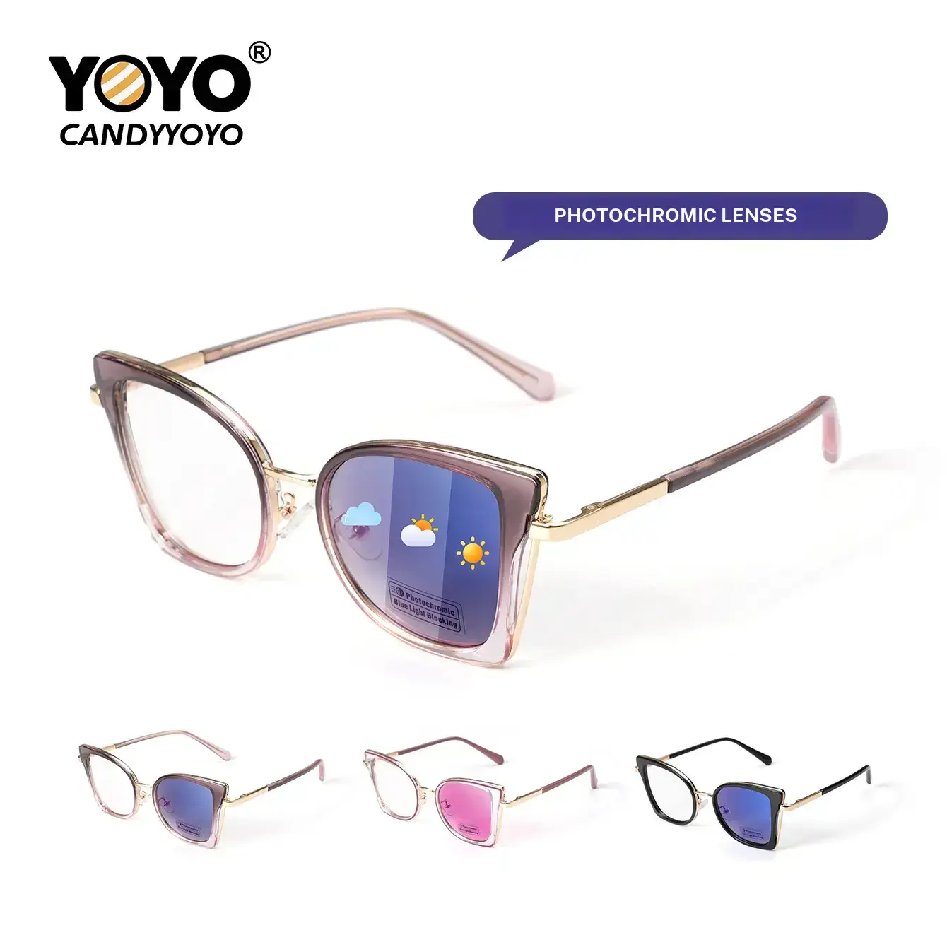 Original design, new trendy cat’s eye sunglasses that change color when exposed to UV rays. Stylish, personalized, UV protective, and sun protective sunglasses suitable for both men and women.