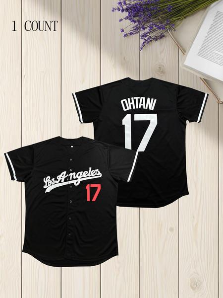 Men's Letter & Figure Embroidered Baseball Jersey, Casual Loose Short Sleeve V Neck Baseball Top for Fall & Winter, Men's Sportswear for Training & Competition