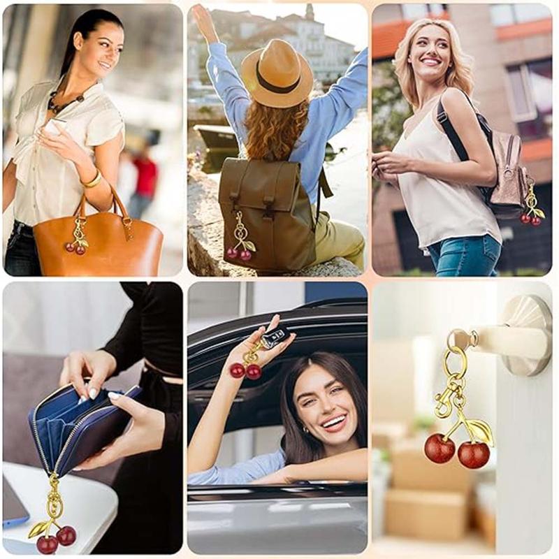 1pc Cherry Keychain, Bright Cherry Bag Charms, Sparkly Bag Charm, Keychain and Clip - Glittering Resin&Metal Accents, Fit for Bags&Wallets