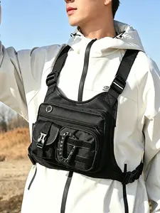 Unisex Vest-Style Chest Bag, Adjustable Straps, Multiple Pockets, Ideal for Running, Hiking, Sports, Secure Storage, Sporty Design