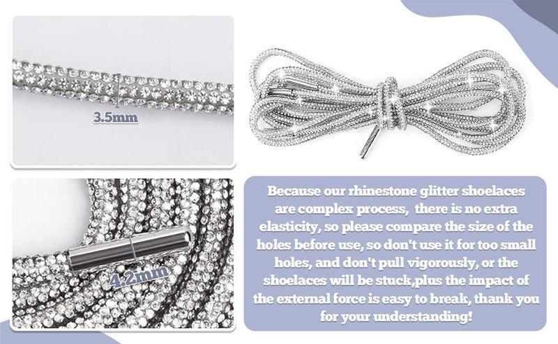 2PCS Rhinestone Glitter Shoe Laces, 47in Shiny Rope Strings Hoodie ...