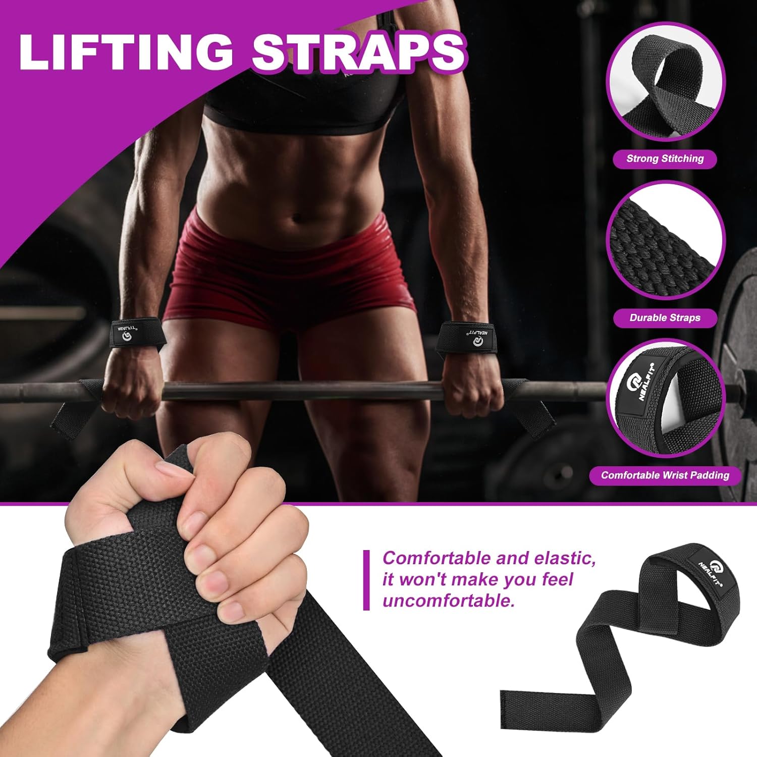 Barbell Pad Set with Lifting Straps & Ankle Straps - Squat Pad for  Thrusts, Lunges, Weightlifting - Heavy Duty Strength  Equipment for Powerlifting,  Gym
