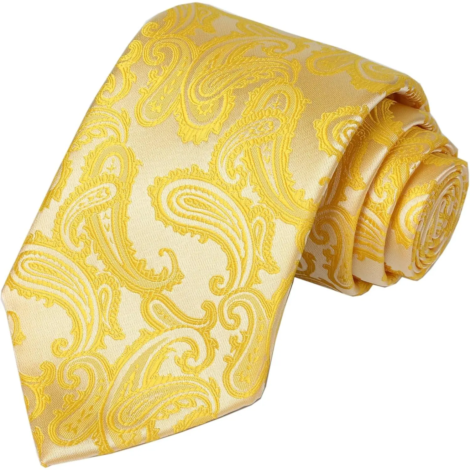 Classic Men’s Sunflower Yellow Paisley Tie - 1 Size Male Necktie for Business, Casual Occasions, One Size, Classic Men’s Necktie