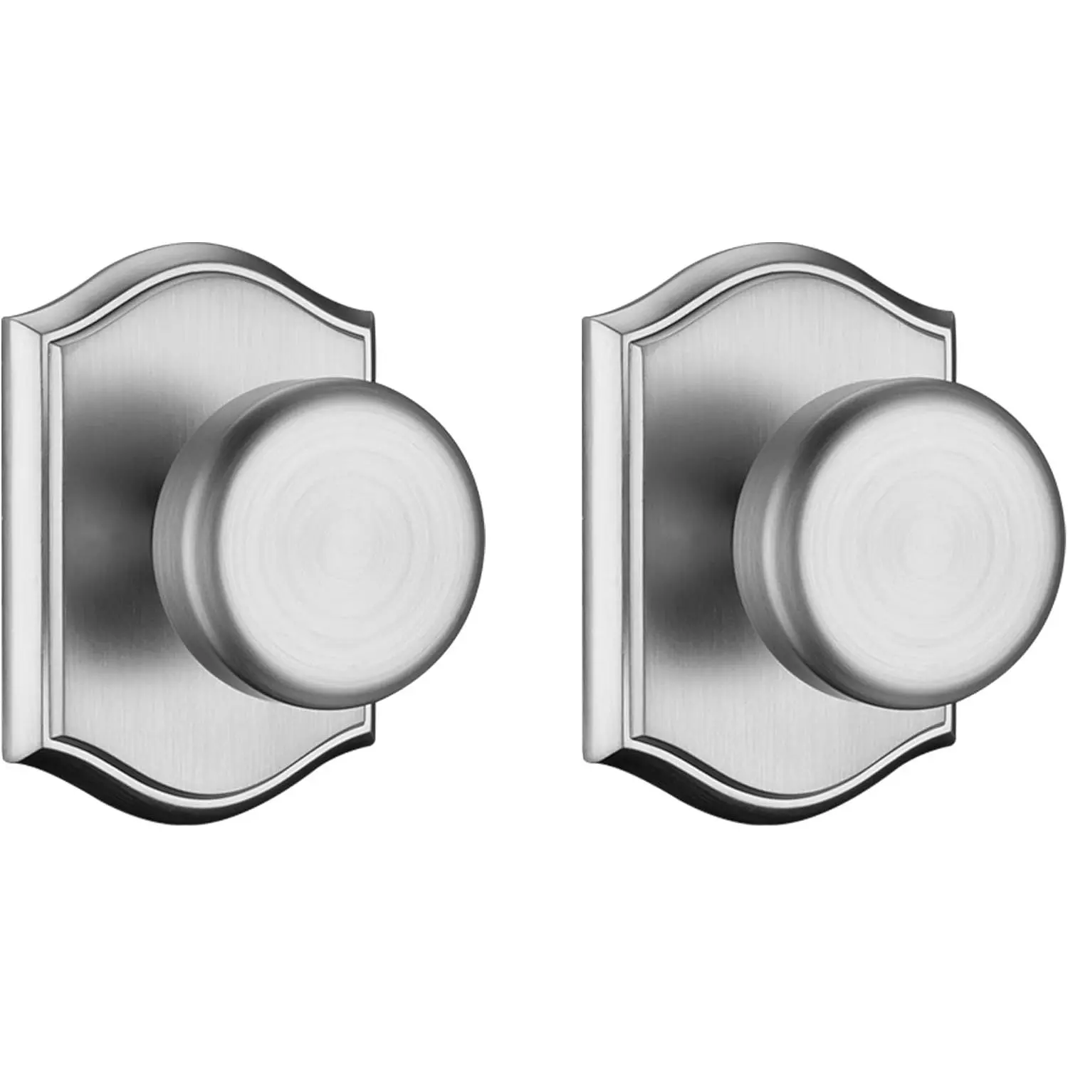 Brushed Nickel Door Knobs Interior for Closet Dummy | Zinc Camelot Trim, Fixed Knob as Decoration