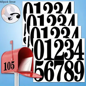 4 Sheets Number Stickers Set, Self Adhesive Digital Number Labels for Mailbox, Home Address Signs, Door, Yard, Car & Truck, Waterproof House Number Decals for Indoor & Outdoor Use, Easy Peel & Stick Organization Labels