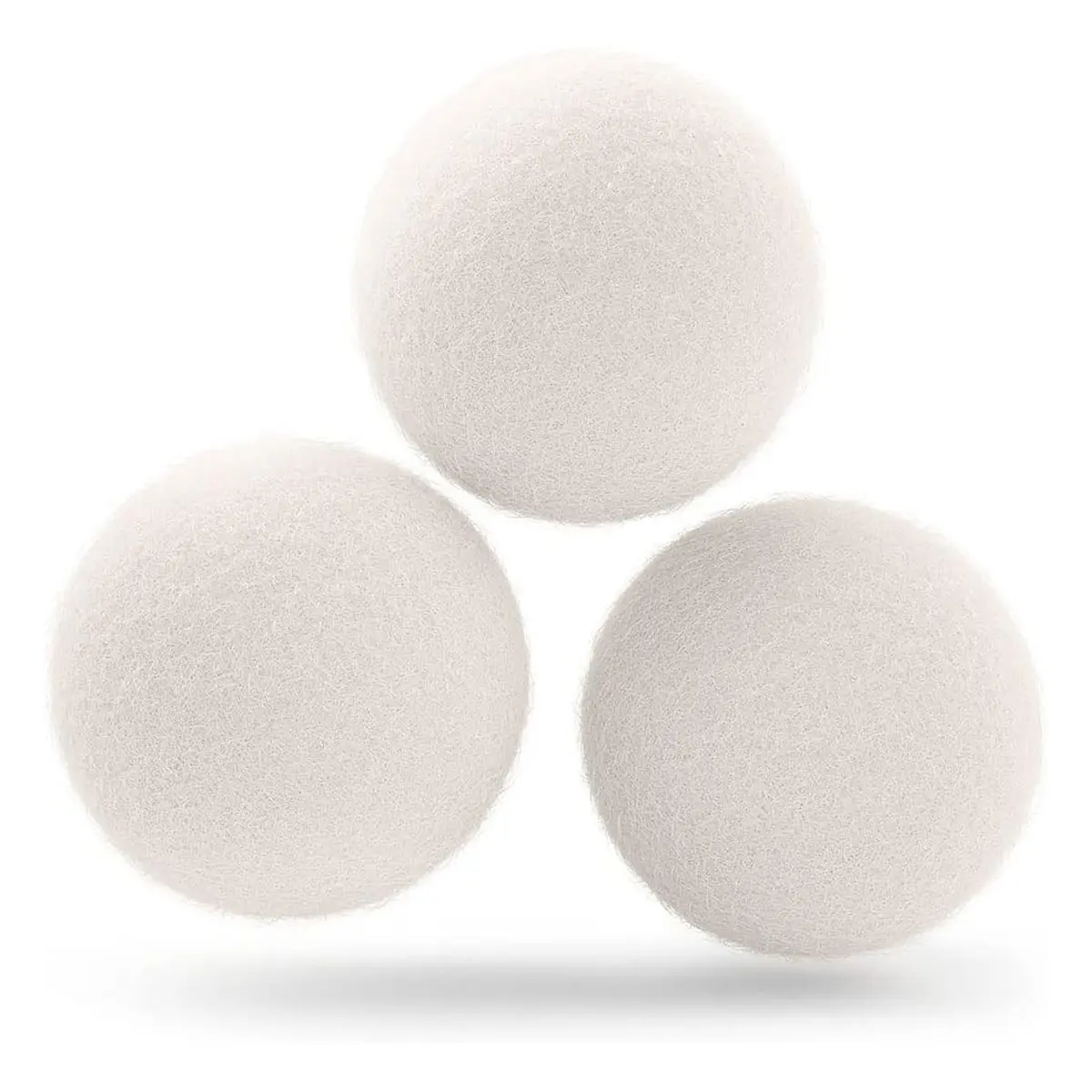 Natural Wool Dryer Balls 3pcs Set ,Non-Toxic Reusable Fabric Softener for Towels, Athletic Wear, Linens, Eco-Friendly, Wrinkle Resistant, Time & Energy Saving, Natural Clothes Softener, White