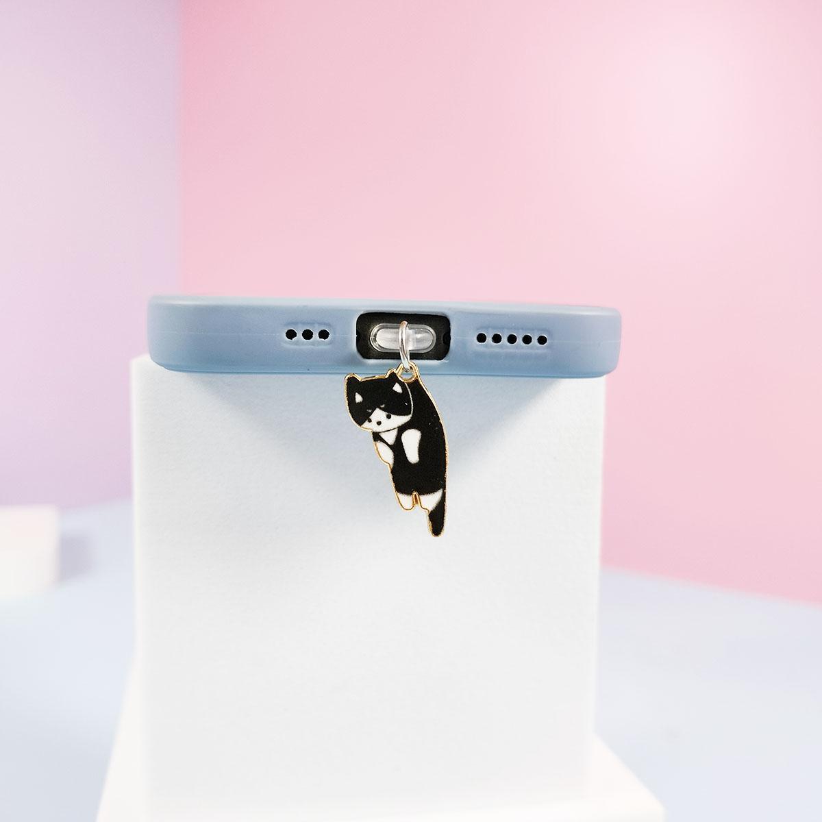 Cute Cat Design Phone Dust Plug, 1 Count Creative Mobile Phone Dust Plug, Mobile Phone Parts, Mobile Phone Hanging Accessories for iPhone & Samsung Type-C Interface, Charms, Cell Phone Charm