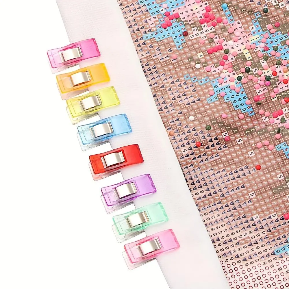 Random Color Rhinestones Painting Clips (8 Counts), Keep Painting Canvas Steady Needlework Blinder Clips, DIY Craft Sewing Accessories, Sewing Tools