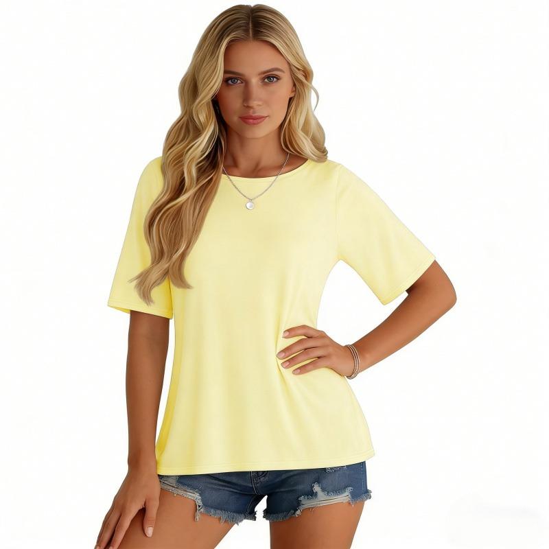 4 Pack Women's Half Sleeve Top,Elbow Length T Shirt,Oversized Round Neck Tee,Summer Casual Tops,Multi-piece set, multi-color set