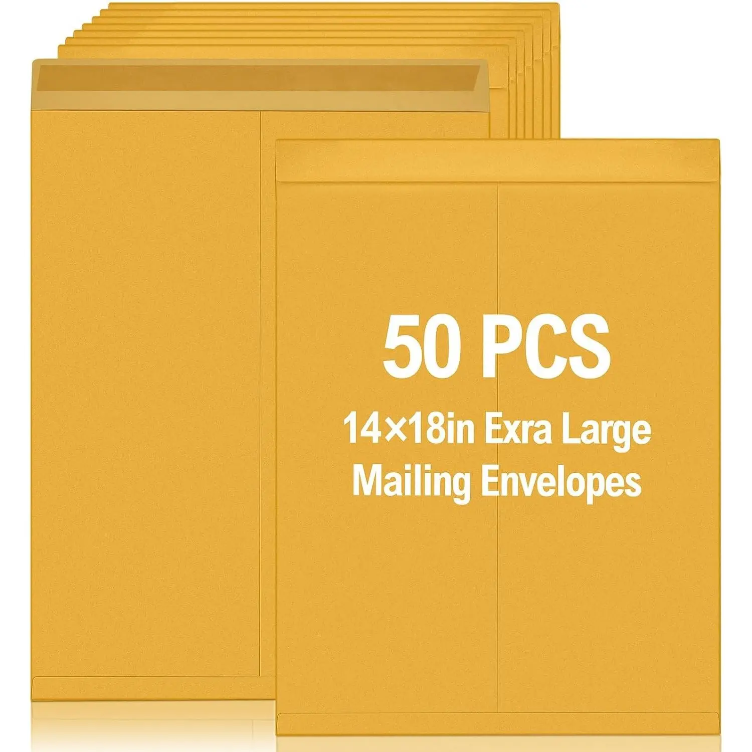 50 Pcs 14'' x 18'' Extra Large Mailing Envelopes 32lb with Gummed Flaps, Jumbo Catalog Craft Manilla Envelopes for Mailing Storage Organizing Documents Office Supplies (Yellow)