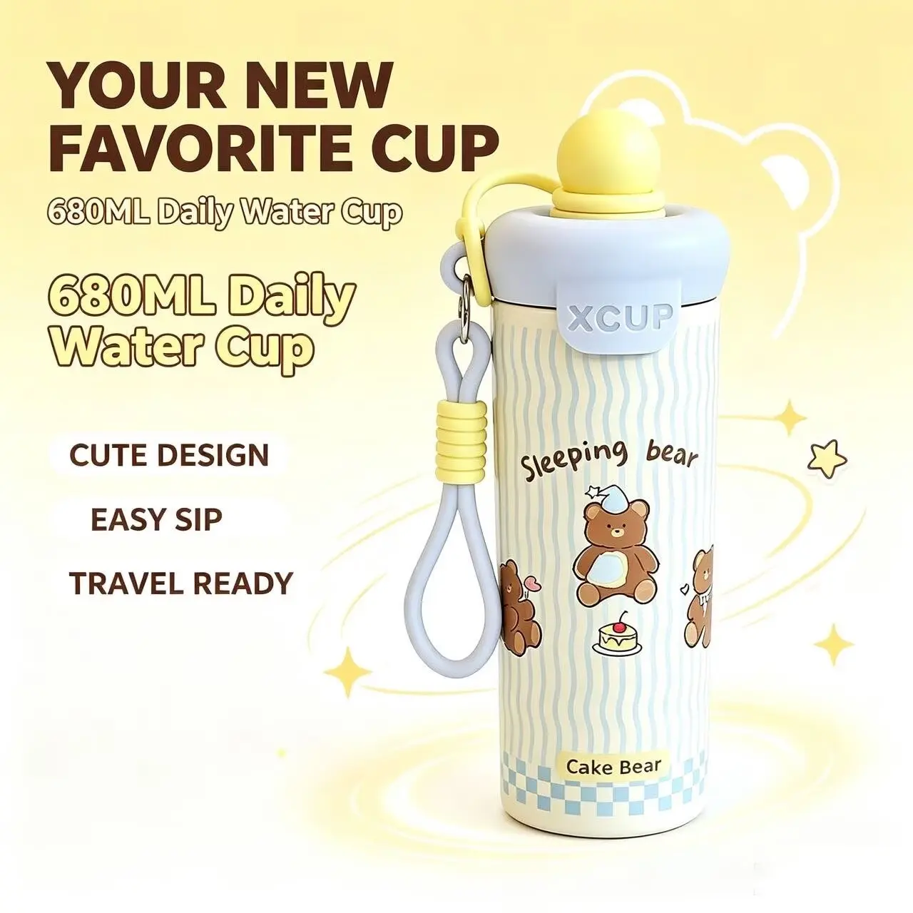 Cute Gift Idea Rabbit Tumbler 650ML, Adorable Insulated Travel Mug with Straw, Leakproof Coffee Cup for Women, Sweet Surprise for Best Friend