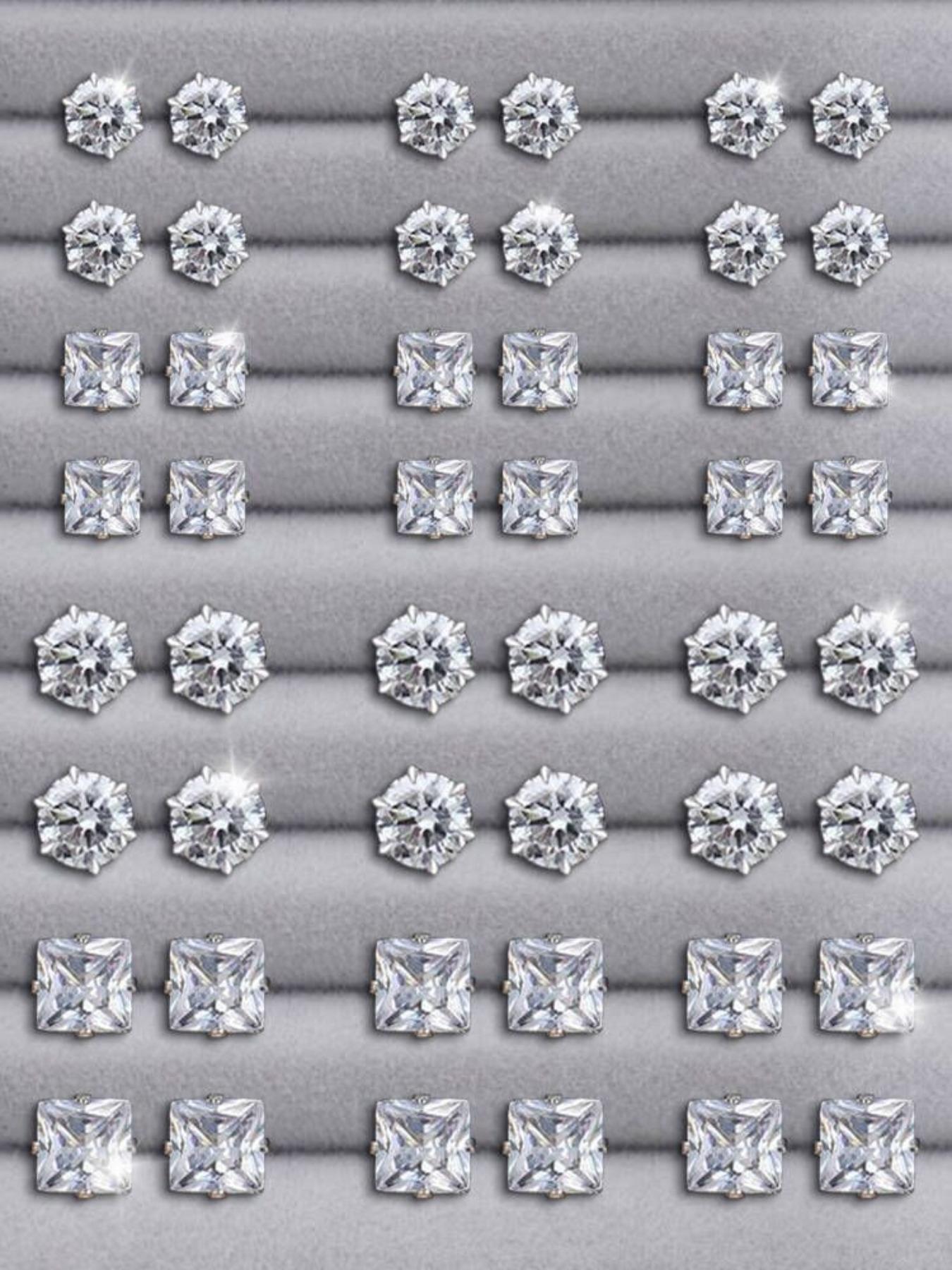 12/24/36 Pairs Irregular Size Rhinestones Decor Stud Earrings for Party,  Luxury Jewelry, Summer 2024 Elegant Trendy Stud Earrings, Women Jewelry Accessories for Party & Daily Decoration, Valentine's Day, Gift
