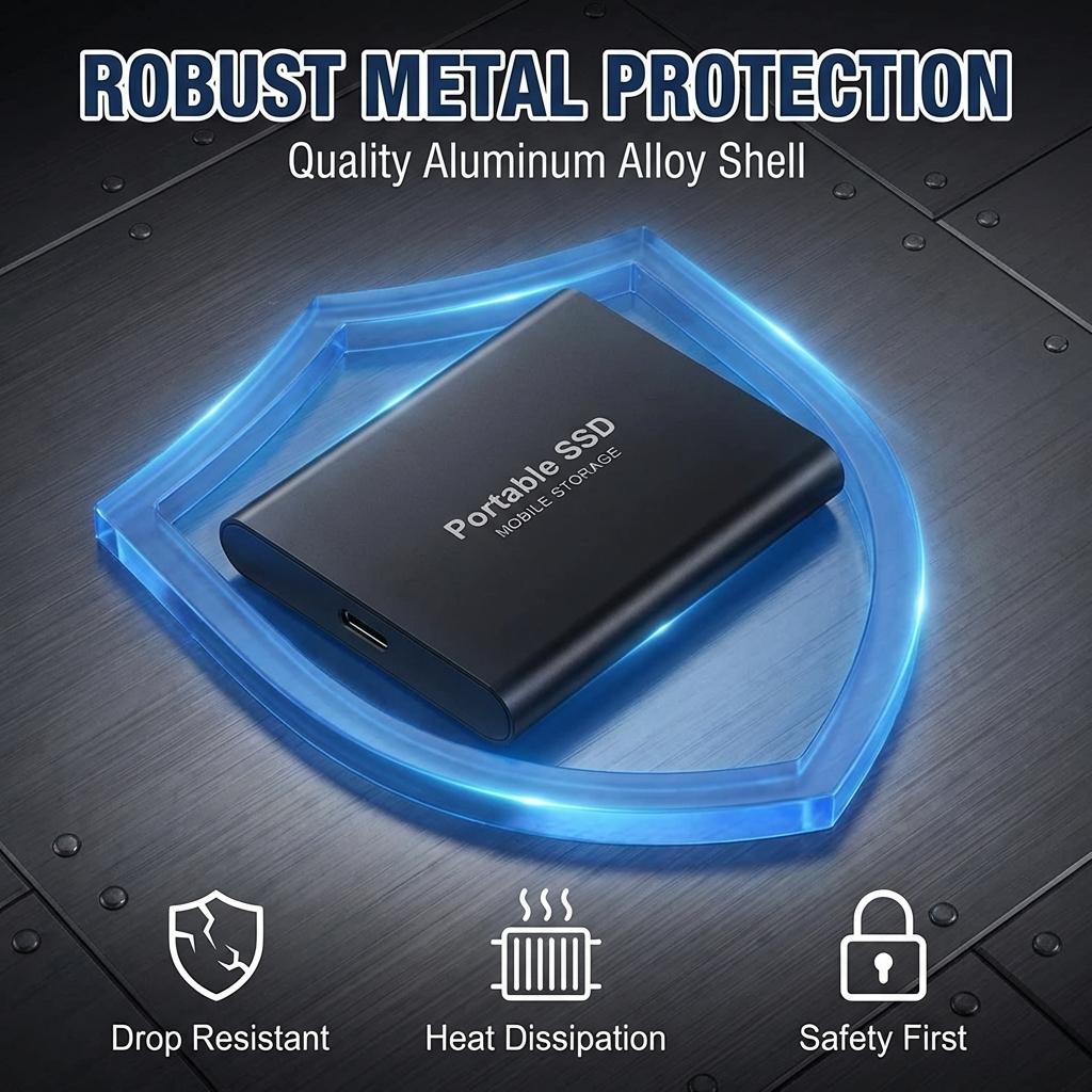 2026  Portable External SSD 1TB/2TB USB 3.2 Type-C High Speed Solid State Drive for PC Mac | Ultra Fast Transfer, Silent Operation, Plug and Play, Mobile Storage