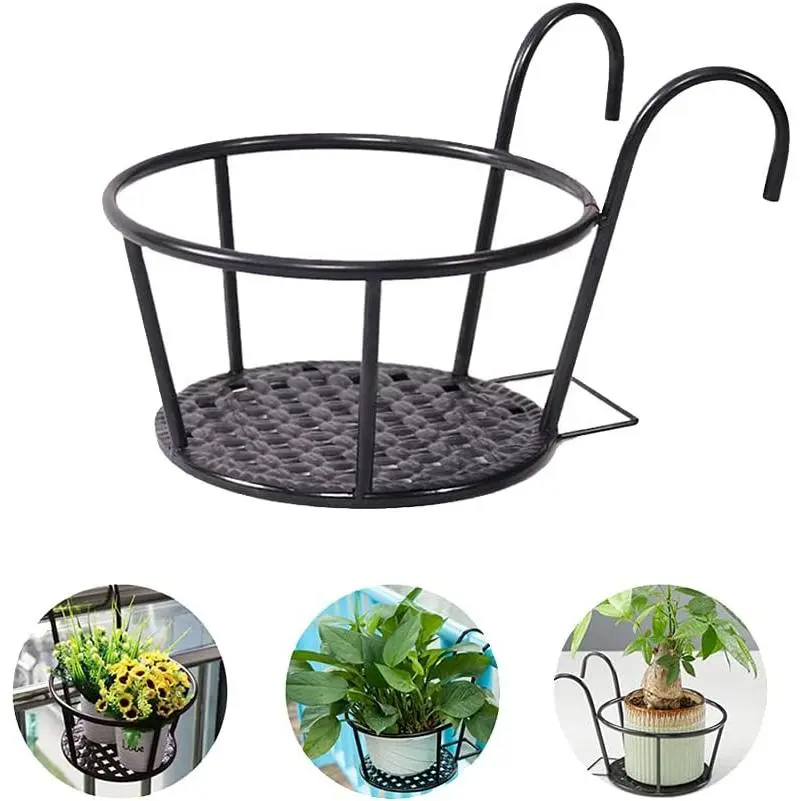 Iron Art Hanging Baskets Flower Pot Holder Hanger 3 Pack - Great for Patio Balcony Porch or Fence Planters Assemble