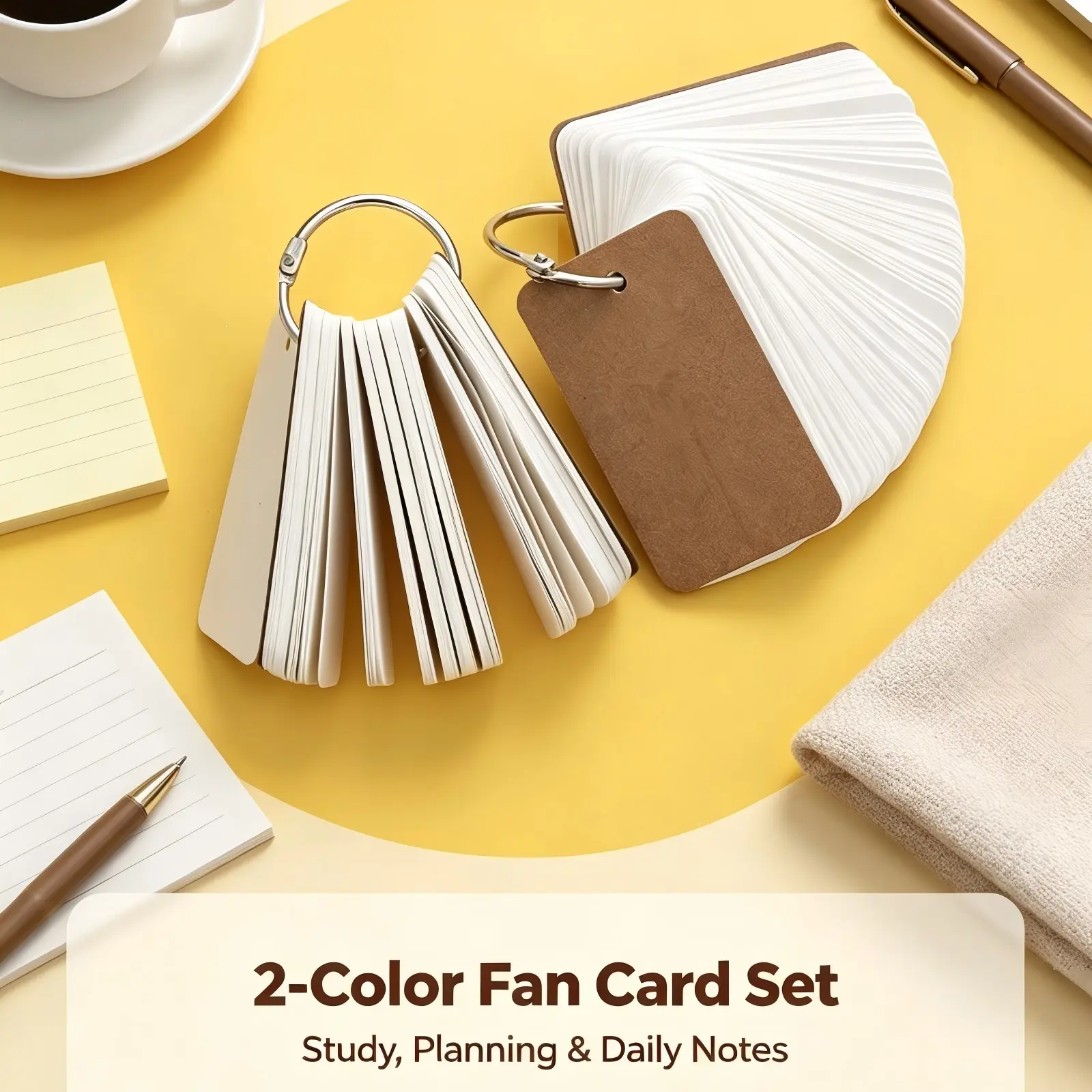 2-Pack Blank Ring Binder Flashcards, Pocket Learning Notepad, Ideal for Word Memorization and Memo Recording, Perfect for Studying and Organizing Notes