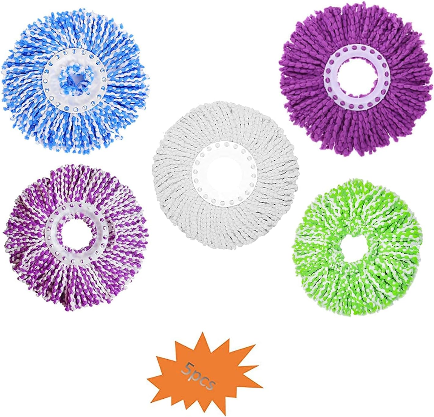 5 Replacement Mop   Refill for 360 Spin Magic Mop-Microfiber Replacement Mop -Round Shape Standard Size