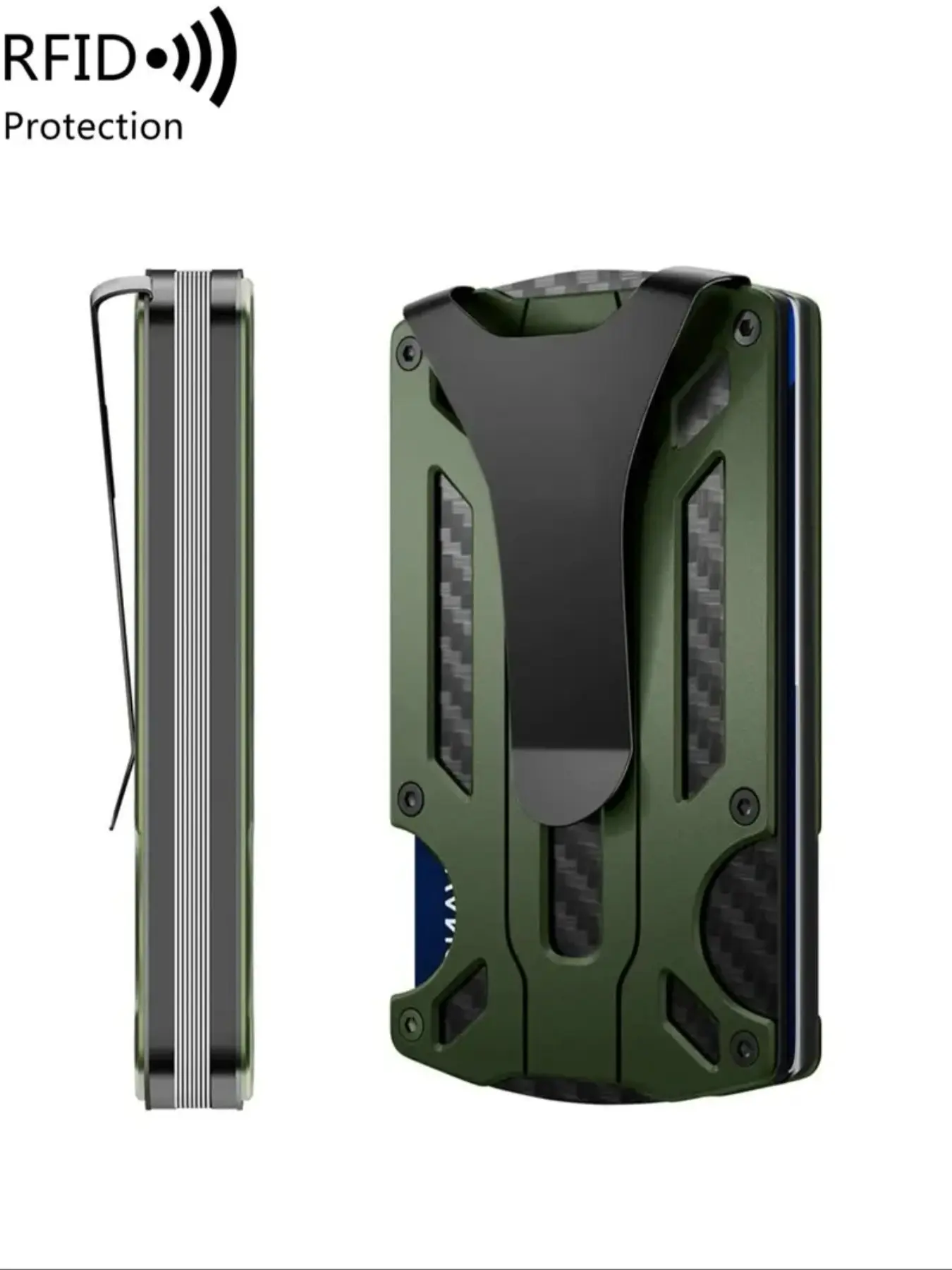 Men Slim Carbon Fiber Card Wallet, RFID Blocking Anti-Scan Credit Card Holder, Durable Metal Money Clip Card Case for EDC
