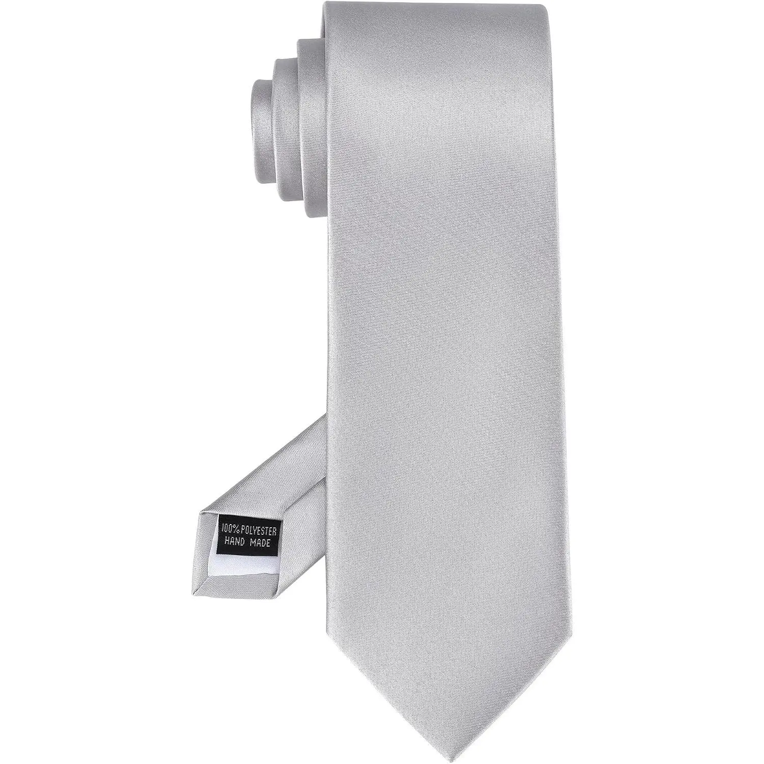Men's Solid Silver Classic Tie - Lightweight Formal Neckwear with Plain Finish, Male Suit Accessory for Weddings, Business Wear