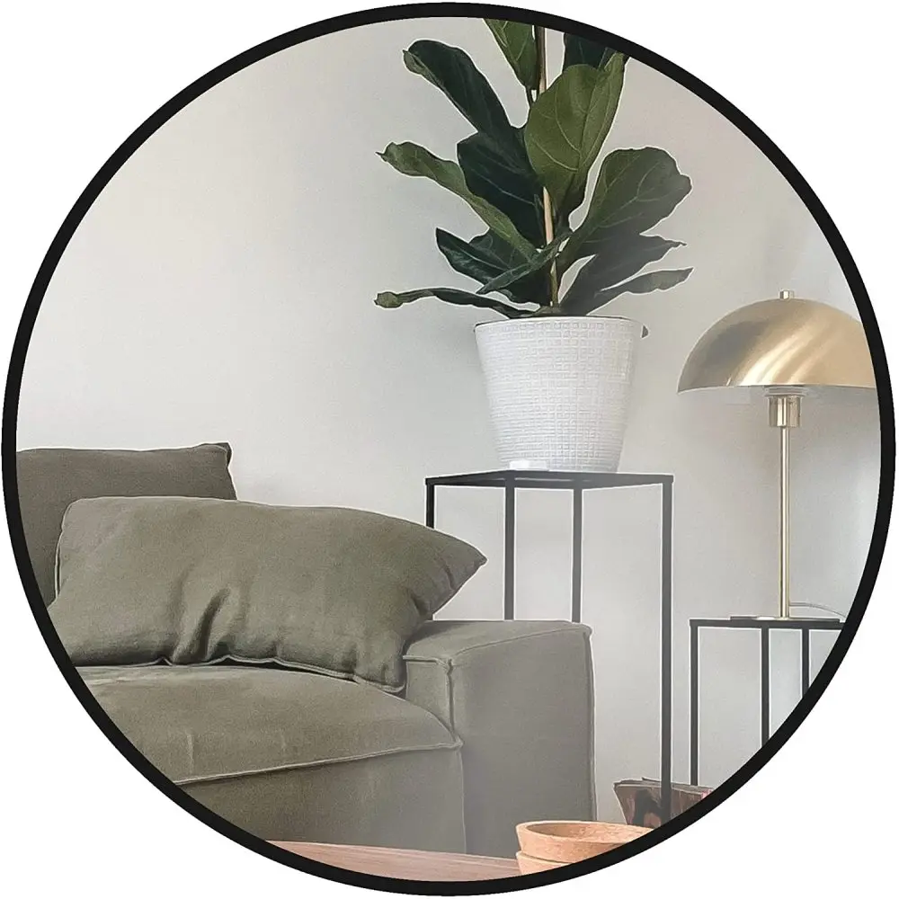 Littleox 24 Inch Black Metal Framed Round Bathrrom Mirror for Wall.(W2203P182012)