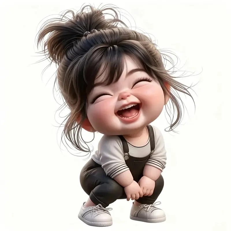 Laughing Girl Glossy Vinyl Sticker, Waterproof Decal for Car, Laptop & Water Bottle