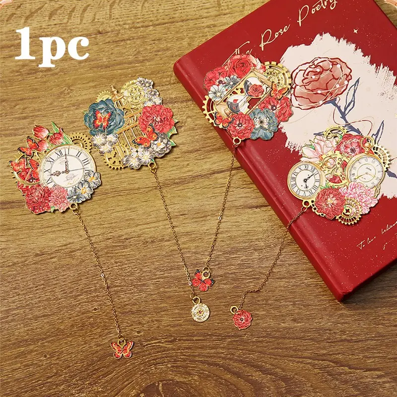 Metal Hollow Clock Pendant Bookmark, High Aesthetic Student Graduation Gift, Creative Bookmark, Teacher's Day Present, 1pc