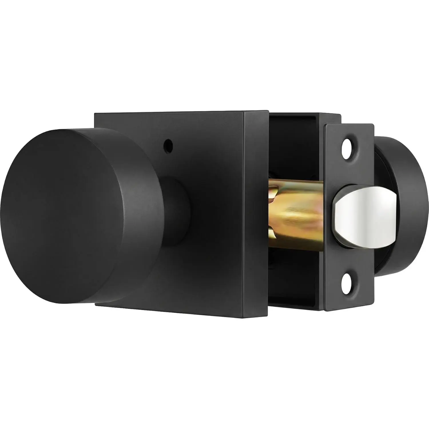 Black Privacy Door Knob with Lock, Contemporary Zinc-Alloy Duty Door Knobs, Round Black Handle, Turn Lock Doorknob for Hallway Closet Bedroom (1 Pack)