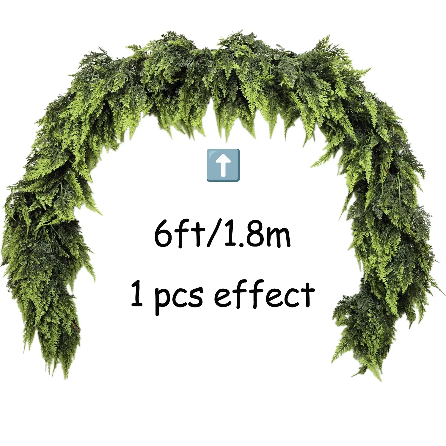 1 Pcs 6 FT Deluxe Christmas Cedar Greenery Garland Artificial Realistic Upgrade Encrypted Green Faux Soft and Thickness Cedar Garland for Home Indoor Xmas Holiday Mantle Fireplace Party Decoration, Festive Decor, Room Decoration Ornaments