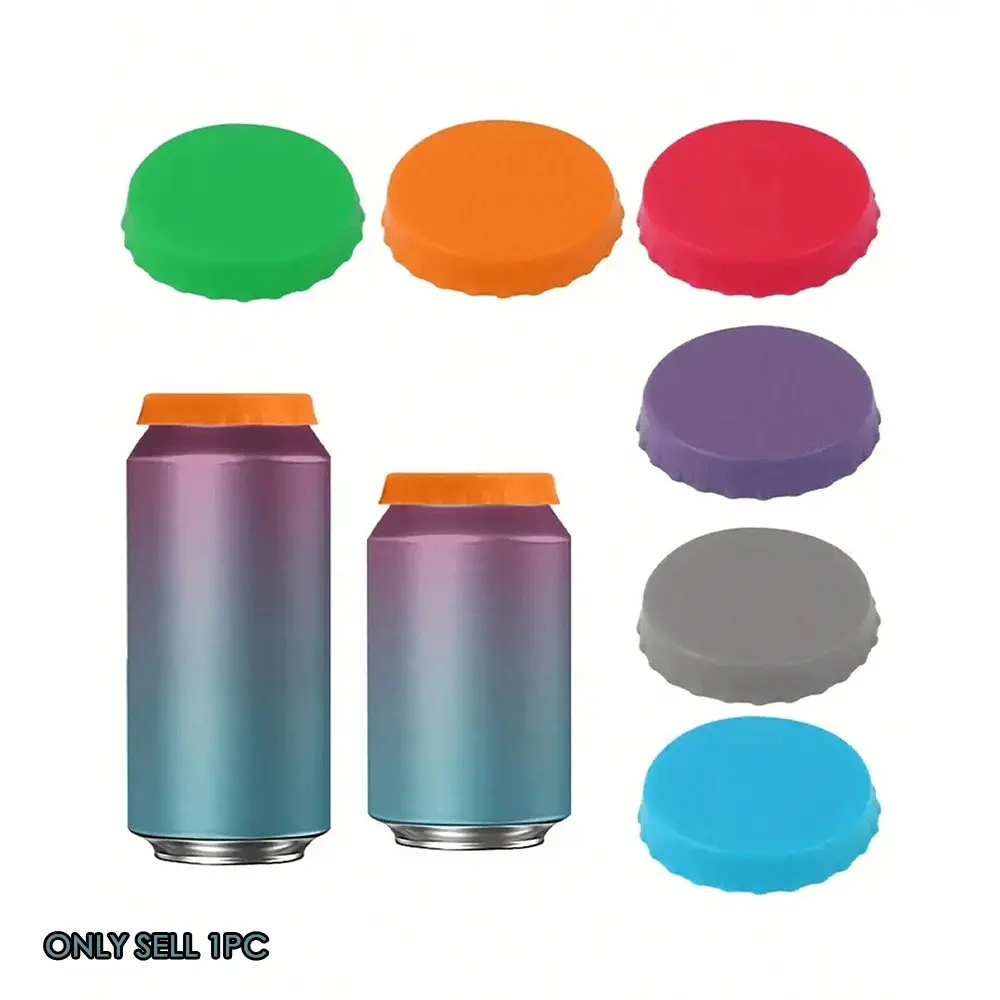 6Pcs Reusable Silicone Soda Can Lids Covers Stoppers Fit Standard Juice Drink Cans