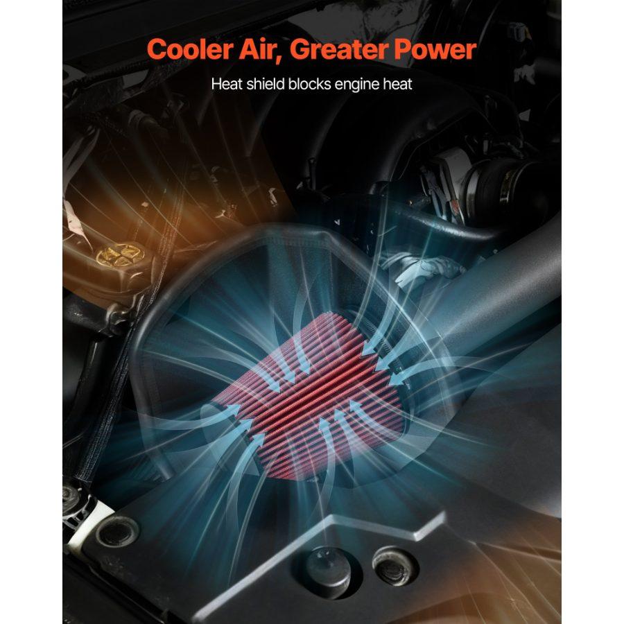 VEVOR Cold Air Intake, 3.5 Inch Cold Air Intake System+ Heat Shield Compatible with 2014-2018 Chevy Silverado/GMC Sierra, 2015-2020 Cadillac Escalade 6.2L, High Flow Filter Kit Improved Horsepower