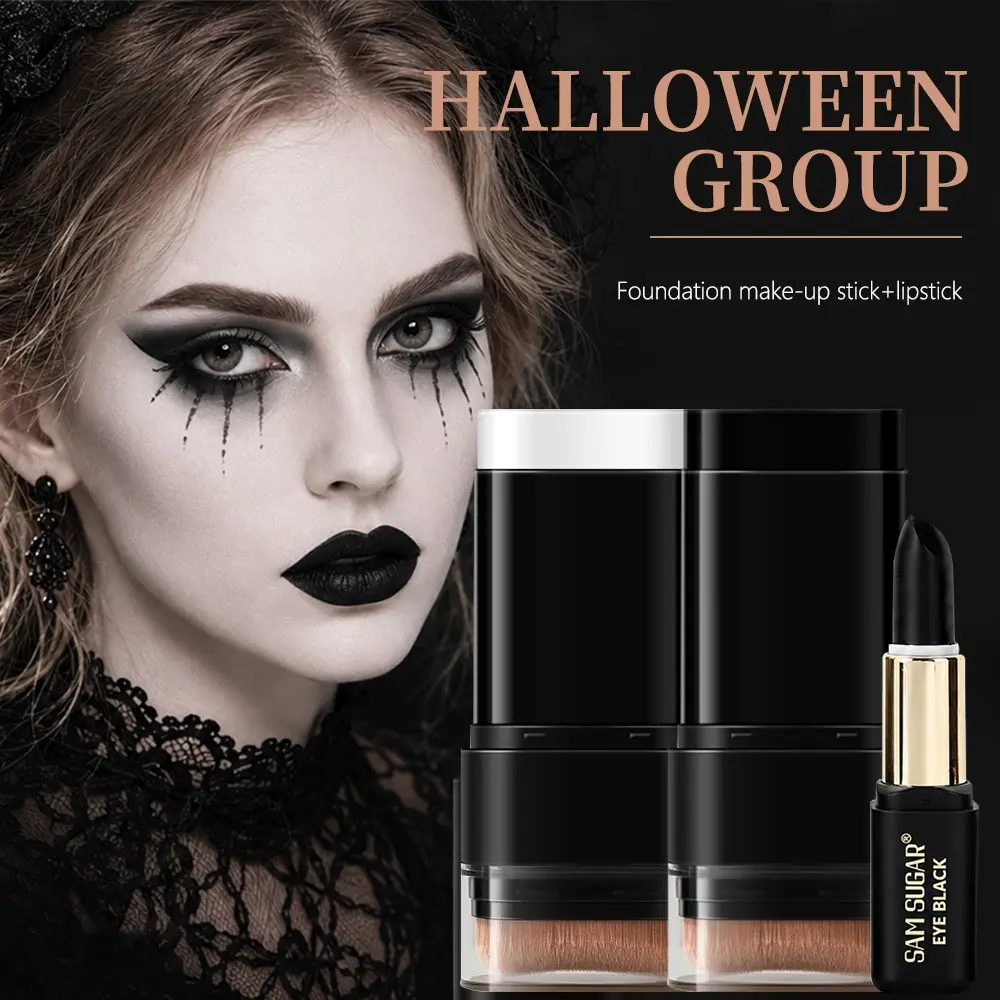 Halloween Makeup Foundation Stick + Eyeshadow, Concealer, Moisturizing, Brightening, Long-Lasting Waterproof, Beginner Friendly, Beauty Sets