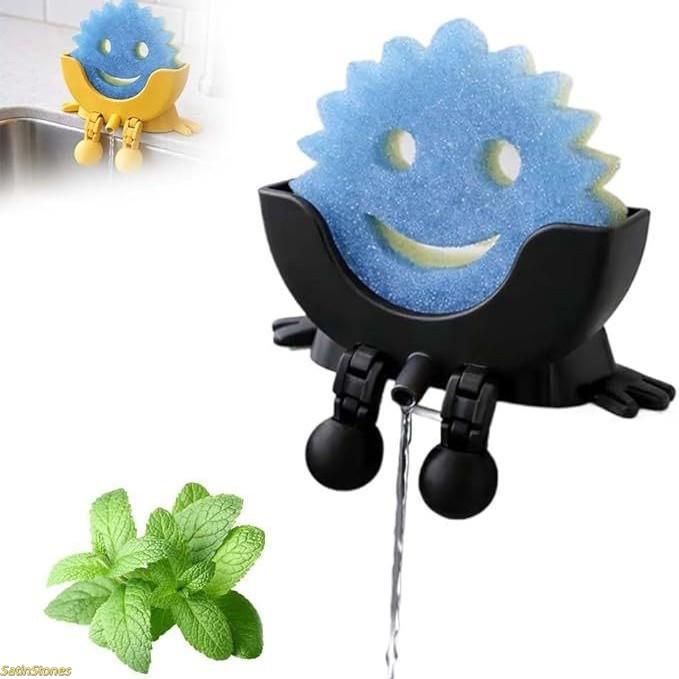 1-Pack Fun Kitchen Sink Sponge Holder — Hanging Design with Drainage Holes, Compatible with Scrub Daddy Sponges, Cute 3D-Printed Organizer