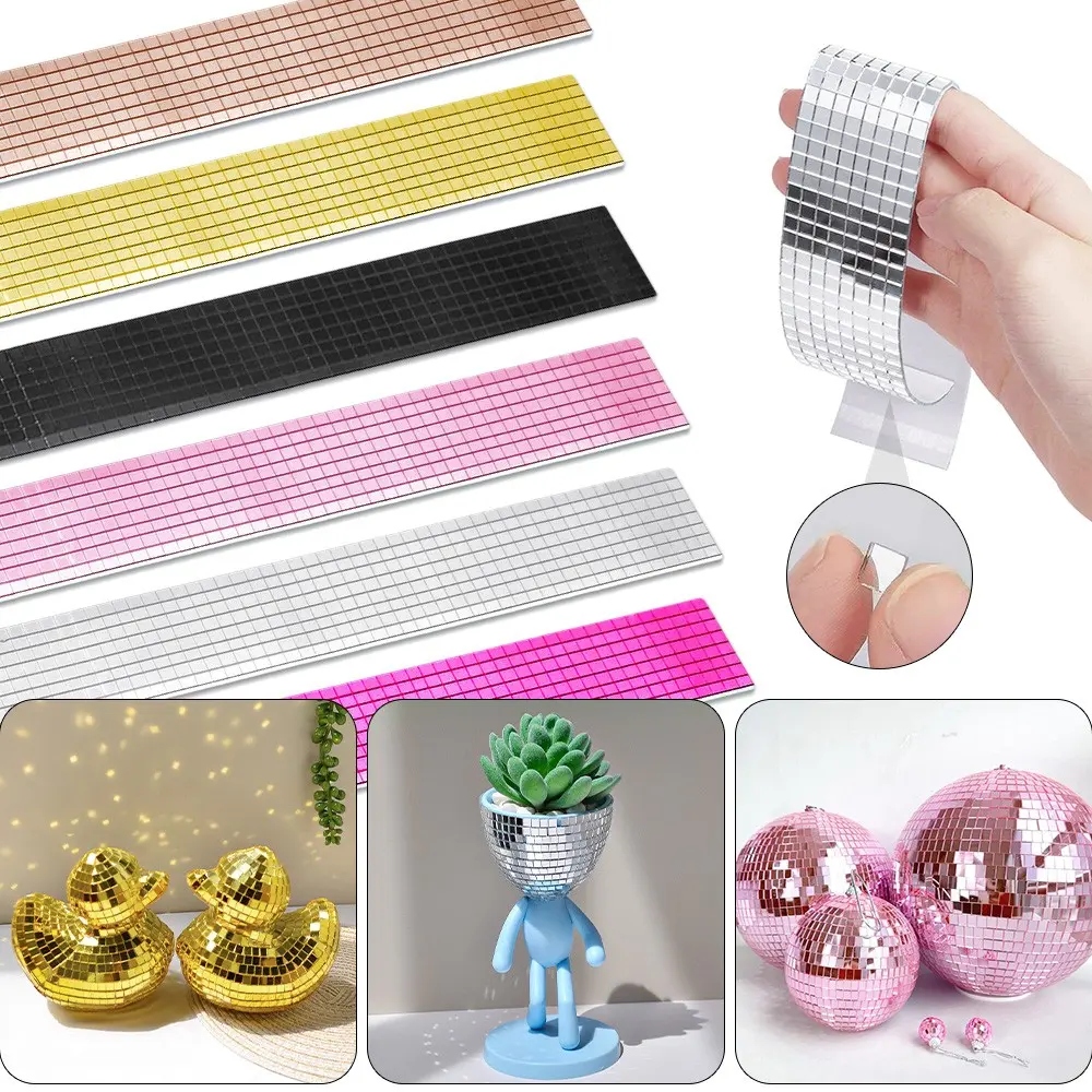 400pcs 5x5mm Disco Mosaic Tiles - Self-Adhesive Square Glass Mirror Pieces for DIY Art Collages, Vases, Cups, Photo Frames & More - Ideal for Decorative Indoor & Outdoor Decor, Party Decoration | Glittering Effect | Easy Installation, Mosaic Tile