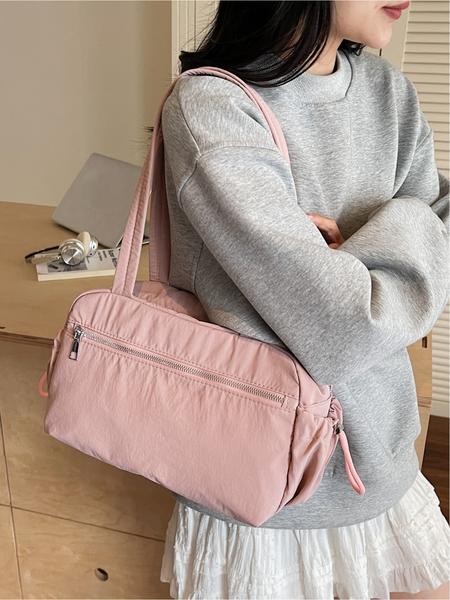 Fashionable and lightweight travel, fitness, leisure, nylon cloth handbag, simple and versatile, portable single-shoulder underarm bag for commuting, zipper closure, multiple colors optional, suitable for short trips, sports, fitness, campus commuting, an