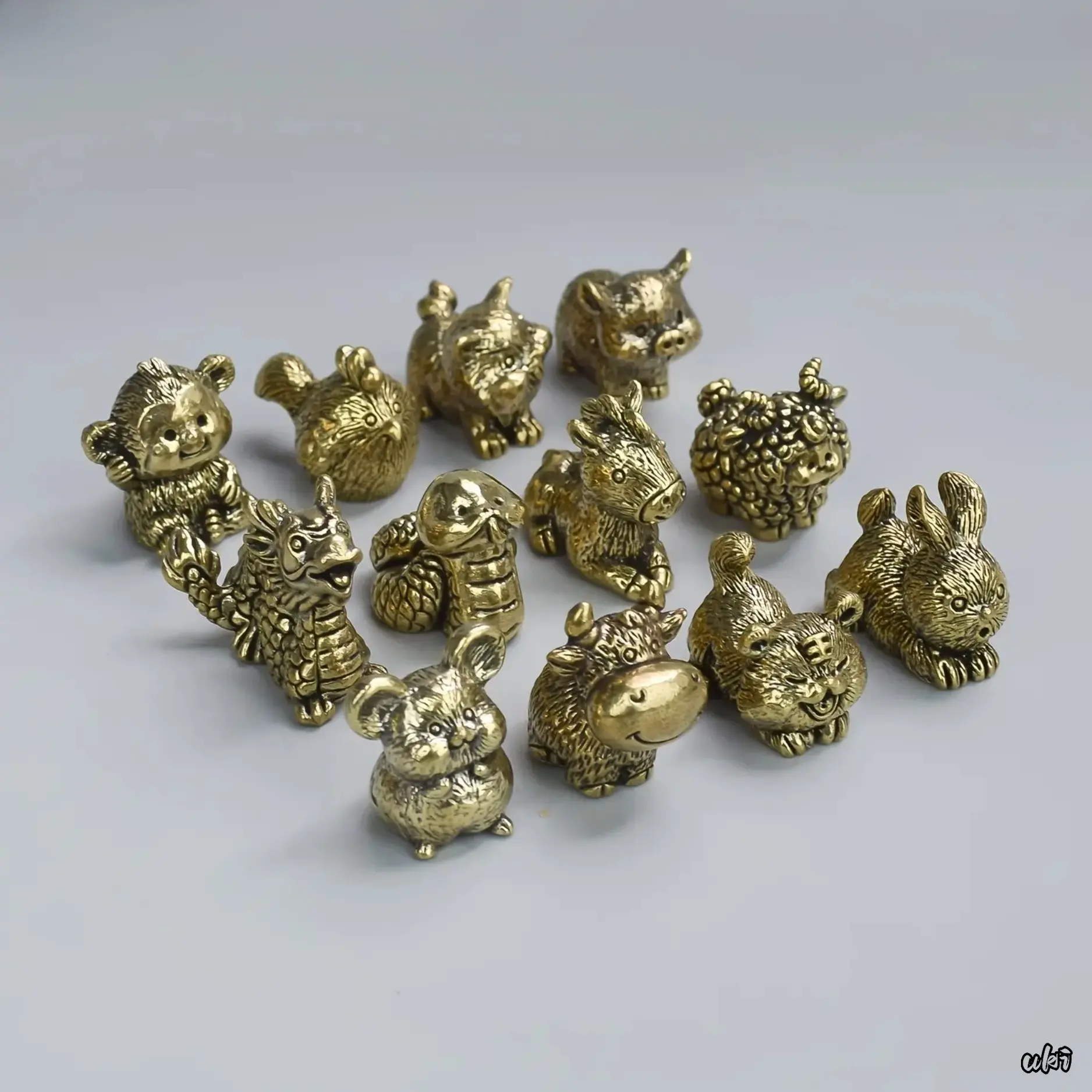 Chinese Zodiac Copper Figurine - Decorative Ornament for Display, Available in Rat, Tiger, Rabbit, Dragon, Horse, Sheep, Monkey, Chicken, Dog, Pig Designs, Ornamental, Decor, Animal