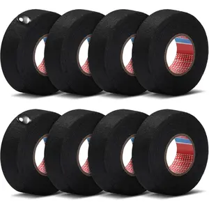 8 Rolls Wire Harness Tape Automotive Cloth Tape High Temp Electrical Wrap Noise Damping Heat Proof Adhesive Fabric Wrap for Protection Insulation Cable 1 Inch x 49.2 ft