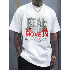 Casual Street Style Graphic Tee, Real Ones Move In Silence Money Lips Design, Summer Daily Wear, Gift For Men Boys Husband Boyfriend, Cool Hip Hop Urban Fashion Statement