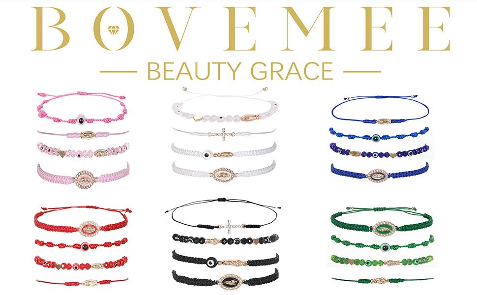 Pink String Evil Eye 7 Knot Lucky Bracelets Mexican Braclets Red Braided Black Rope San Judas Bracelet Virgin Mary Amulet Gift for Women Men