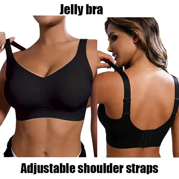 EssElegance  Jelly Bra No Wire Seamless Jelly Bra Smooth Under T Shirt Back Smoothing Shapewear Bra Adjustable Wide Straps Anti Slip Sports Lingerie For Office Gym Daily Wear EssElegance